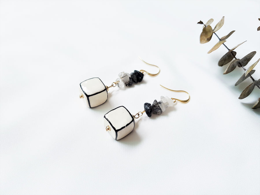 Monochrome Quartz Earrings