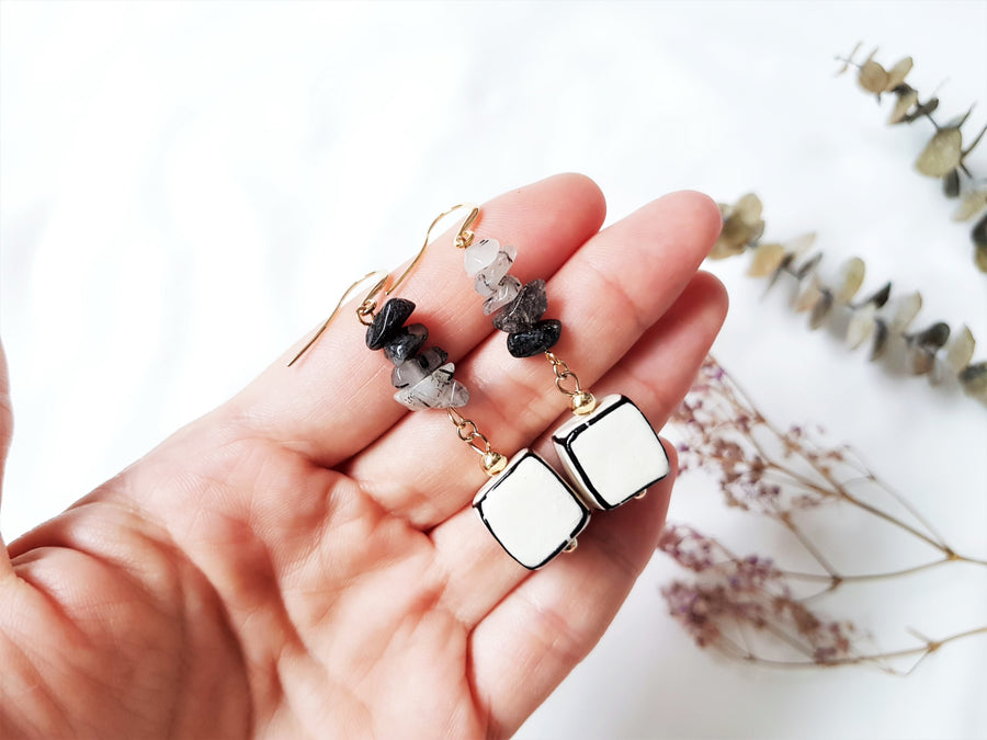 Monochrome Quartz Earrings